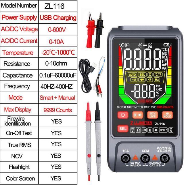 New 9999 Counts Smart Multimeter DC AC Current Voltage Multimetro