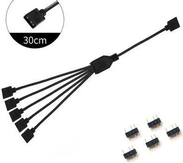 Main image of ARGB 5V 3Pin Extension Cable Adapter 30cm 1 To 1 2 3 4 5 12v 4pin RGB Splitter Cable(5V 1 to 5)(5V)