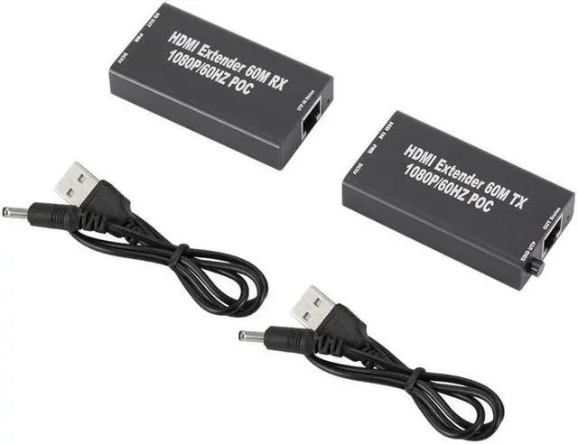 Main image of 60M 1080p 3D HDMI-Compatible Extender Cat5e Cat 6 Ethernet Signal RJ45 Lan Converter HDMI-Compatible Transmitter Receiver TX RX(With USB power cable)