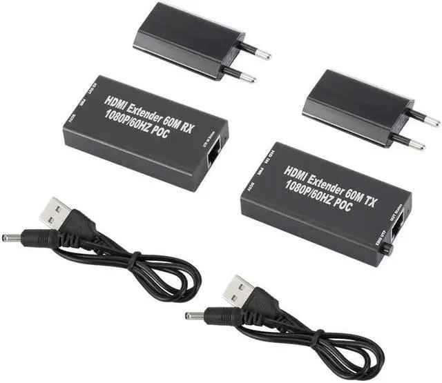 Main image of 60M 1080p 3D HDMI-Compatible Extender Cat5e Cat 6 Ethernet Signal RJ45 Lan Converter HDMI-Compatible Transmitter Receiver TX RX(With Eu power supply)