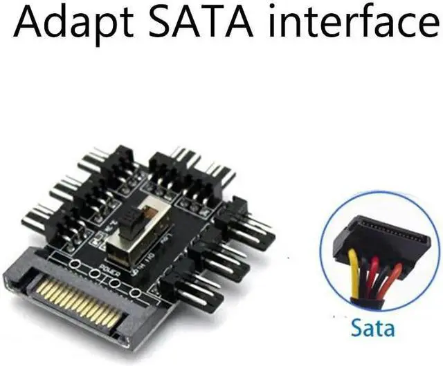 Main image of Fan Hub 1 To 8 3Pin Pwm Sata Molex Splitter PC Mining Cable 12V Power Suppply Cooler Cooling Speed Controller 4PIN/SATA Adapter(SATA)