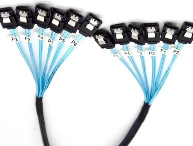Main image of 2 Kinds SATA III Cable 12Gbps 7pin Female Straight To Straight Angle Female Data Cable with Locking Latch 0.5m 1m Blue(6sata-0.5M)