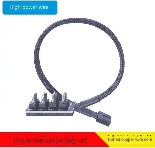 Main image of PWM Fan Hub, PC CPU Cooling 4 PIN Fan Power Cable Hub Splitter Adapter Desktop Computer Cooler Case Fans 1 To4 Way(1to4)