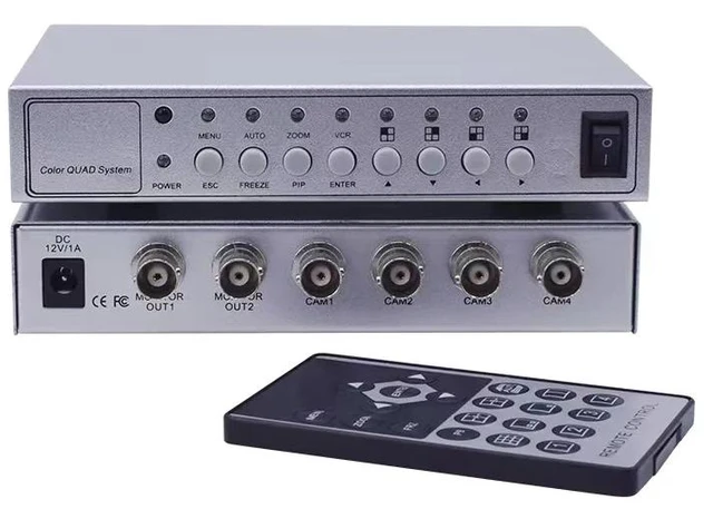 Main image of UK Plug,4 Input 1 Output BNC Video Quad Splitter CCTV Video Camera Processor System Kit Switcher For Analog Signal Carmeras