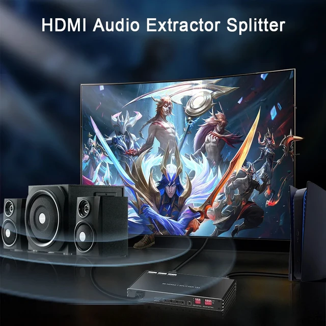 Alt view image 5 of 5 - EUR Plug,HDMI 2.0 Splitter 1 in 4 Out 4k@120hz 8K@60Hz 4:4:4 EDID Switch hdmi Splitter 1x4 for PC Monitors