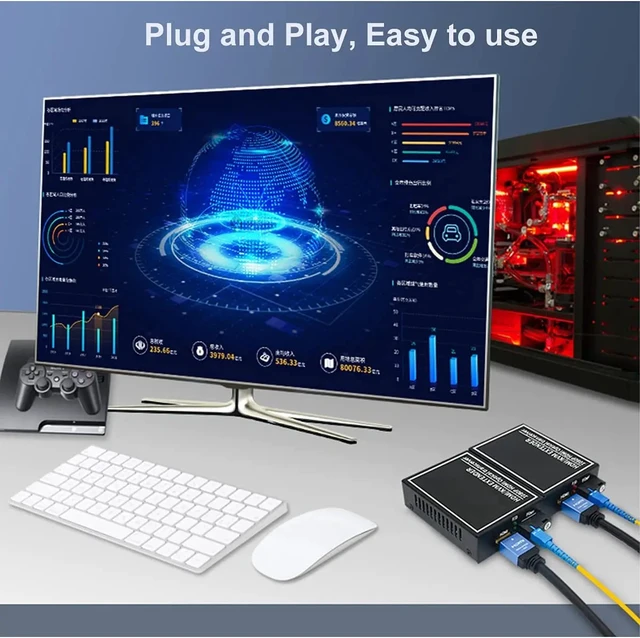 Alt view image 5 of 5 - With KVM,One pair HDMI KVM extender over fiber optical HDMI to Fiber Optical converter Up to 20KM SM SC connector