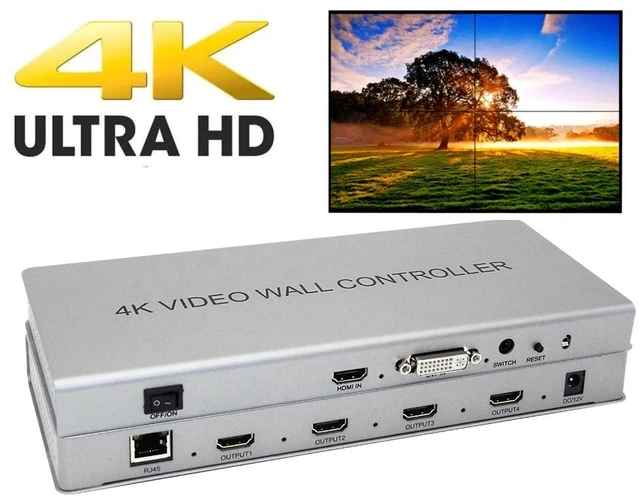 Main image of EUR Plug,4K TV Wall Processor 2x2 Video Wall Controller DVI HDMI Multi-screen Splicing Processor Images Stitching 1x2 1x3 1x4 4x1 Splicer