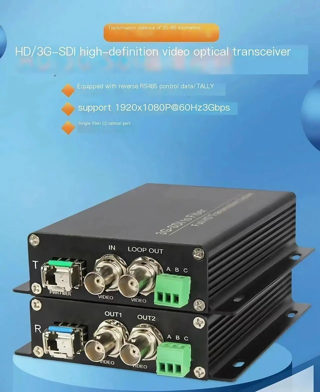 Alt view image 2 of 5 - 3G-SDI with Tally, SC Port 3G-SDI Video Optical Transceiver With Tally / Reverse 485 Fiber Optical Extender With Loop-Out 1080P