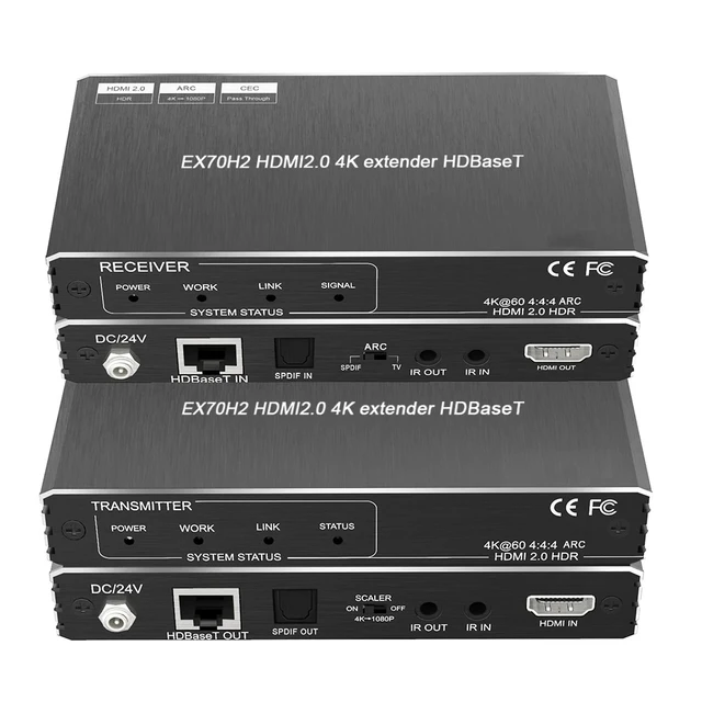 Alt view image 3 of 5 - EUR Plug,4K HDMI Extender RX TX 120M HDMI USB KVM Extender Over Ethernet Cat5e Cat6 Supports ARC USB 120M HDMI KVM Extender