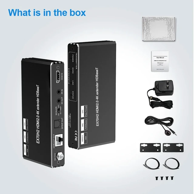 Alt view image 5 of 5 - EUR Plug,4K HDMI Extender RX TX 120M HDMI USB KVM Extender Over Ethernet Cat5e Cat6 Supports ARC USB 120M HDMI KVM Extender