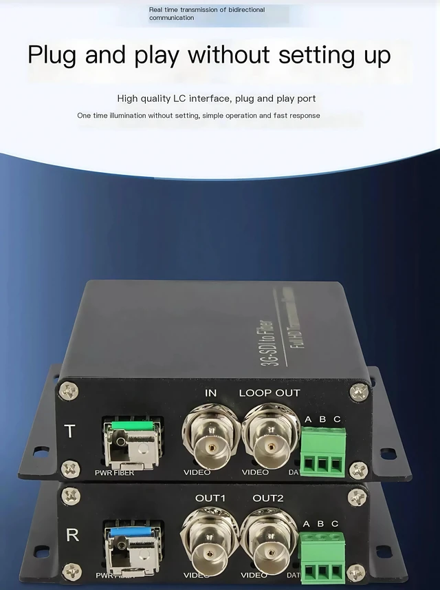 Alt view image 4 of 5 - 3G-SDI with Tally, SC Port 3G-SDI Video Optical Transceiver With Tally / Reverse 485 Fiber Optical Extender With Loop-Out 1080P