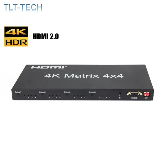 Alt view image 3 of 4 - EUR Plug,HDMI 2.0 Matrix 4X4 HDMI Matrix 4X4 HDMI Splitter Switcher 4 in 4 out Matrix with RS232&EDID control HDCP 2.2 4KX2K/60HZ HDR