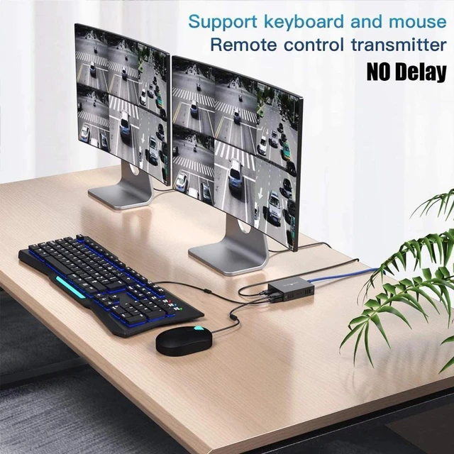 Alt view image 2 of 5 - One RX (EUR Plug),KVM HDMI USB Extender Over TCP IP 200m HDMI KVM Extender RJ45 By CAT5e CAT6 1080P IP KVM Extender HDMI Network for PC