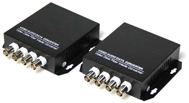 Main image of EUR Plug,4 Channel One Pair 20KM Single Mode Single Fiber Desktop Fiber Optic Video Converter Video Transmitter Receiver FC connector