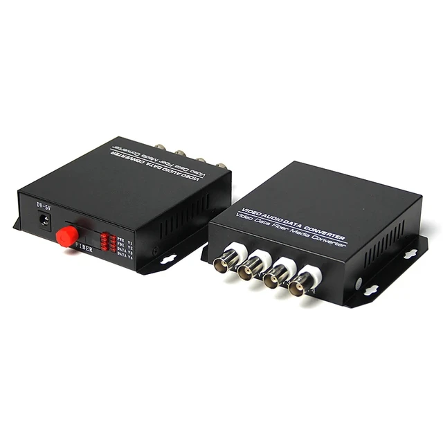 Alt view image 3 of 4 - EUR Plug,4 Channel One Pair 20KM Single Mode Single Fiber Desktop Fiber Optic Video Converter Video Transmitter Receiver FC connector