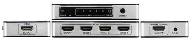 Alt view image 2 of 5 - EUR Plug,5 port hdmi switch 5 input 1 output 4K HDMI 1.4 Support hot plug&play and IR for DVD PC PS4