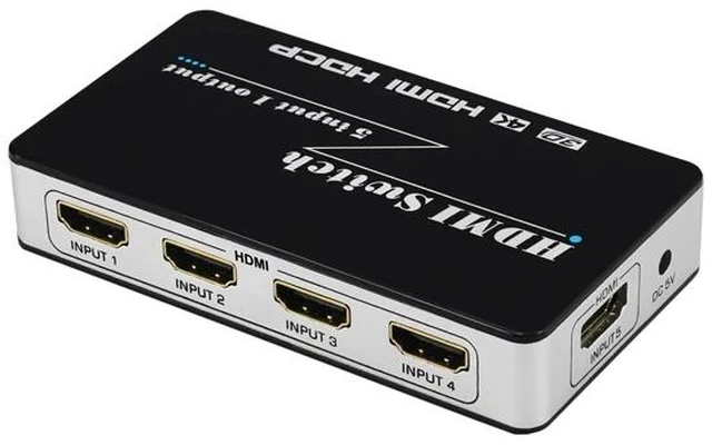 Alt view image 3 of 5 - EUR Plug,5 port hdmi switch 5 input 1 output 4K HDMI 1.4 Support hot plug&play and IR for DVD PC PS4