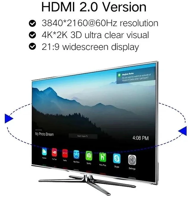 Alt view image 3 of 5 - ,HDMI Fiber Optical Cable 4K 60Hz HDMI Fiber Extension Cable 18Gbps High Speed HDR Male to Male for PS5 PC HDTV Projector Monitor