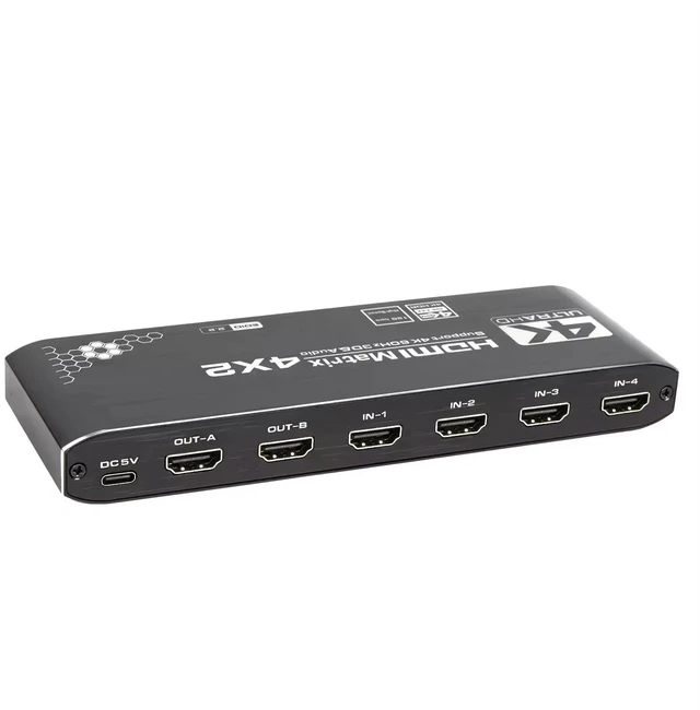 Alt view image 5 of 5 - with AU Plug,4K 60Hz HDMI Matrix 4x2 with Optical & 3.5mm Stereo Audio Out HDMI Matrix Switcher Splitter 4 in 2 Out with Extractor for PC TV
