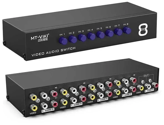 Alt view image 3 of 5 - 4 in 1 out,2/4/8 Ports AV RCA Audio Video Switch 2x1 4x1 8x1 AV Signal RCA Composite Switcher Selector Box for STB TV DVD Player HDTV