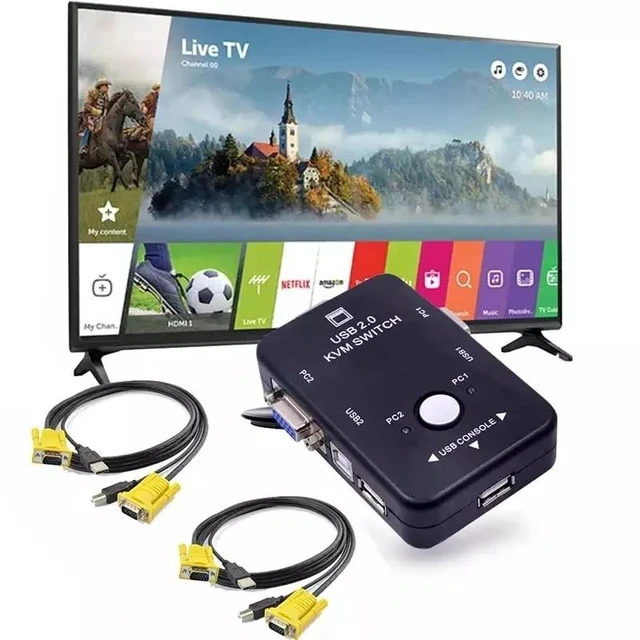 Main image of 4 in 1 out,2-Port VGA KVM Switch 2 in 1 out with Cables 1080P VGA USB KVM Selector 4x1 for 4 PC Share Monitor Keyboard Mouse Printer