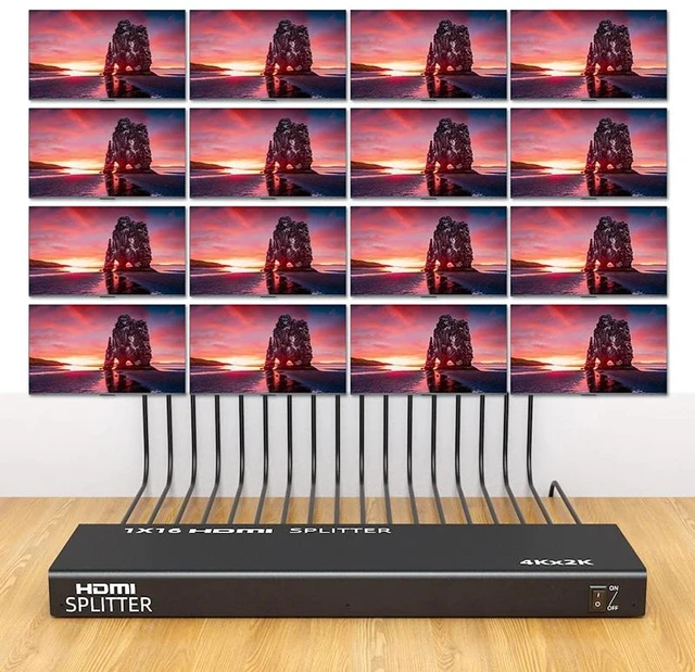 Main image of 4K 1x10,4K 1x16 HDMI Splitter 1x10 HDMI Video Distributor 1 in 16 out Video Audio Splitter 1 in 8 10 16 out for PS3 Laptop PC Monitor TV