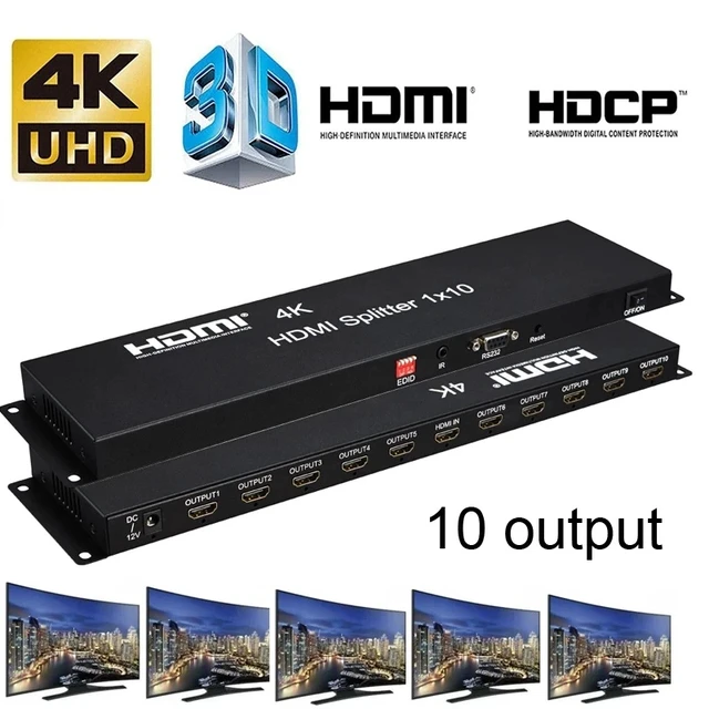 Alt view image 3 of 4 - 4K 1x10,4K 1x16 HDMI Splitter 1x10 HDMI Video Distributor 1 in 16 out Video Audio Splitter 1 in 8 10 16 out for PS3 Laptop PC Monitor TV