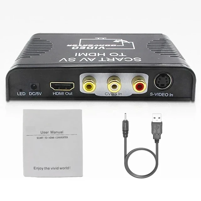 Alt view image 5 of 5 - ,S-Video AV Scart to HDMI Converter 3 in1 S-video composite AV Scart to HDMI S-video+RCA+Scart to HDMI for STB DVD Player HDTV