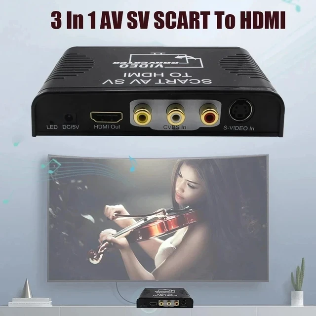 Alt view image 4 of 5 - ,S-Video AV Scart to HDMI Converter 3 in1 S-video composite AV Scart to HDMI S-video+RCA+Scart to HDMI for STB DVD Player HDTV