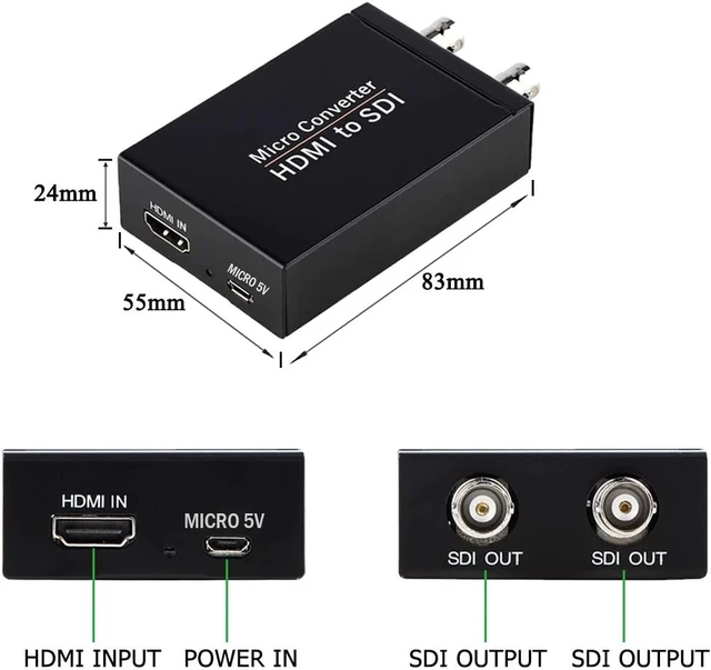 Alt view image 3 of 5 - HDMI to SDI,HDMI to SDI Converter HDMI to 3G-SDI/HD-SDI 2 Way SDI Output Video Adapter with Auto Format Detection 1080P for Camera CCTV