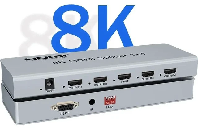 Main image of 1 in 4 out,8K HDMI 2.1 Splitter 1x2 1x4 8K@60Hz 4K@120Hz HDMI Video Splitter Duplicator 1 in 2 out HDR 48Gbps for Xbox PS4 PS5 TV PC Laptop