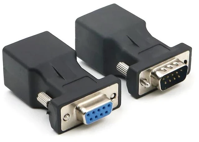Main image of 1 pair Female,DB9 RS232 Rj45 Extender over Single CAT5e CAT6 Ethernet Cable 20M 9 Pin RS232 Adapter Extender RS232 Female to Male Converter