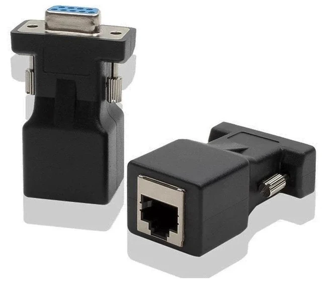 Alt view image 5 of 5 - 1 pair Female,DB9 RS232 Rj45 Extender over Single CAT5e CAT6 Ethernet Cable 20M 9 Pin RS232 Adapter Extender RS232 Female to Male Converter