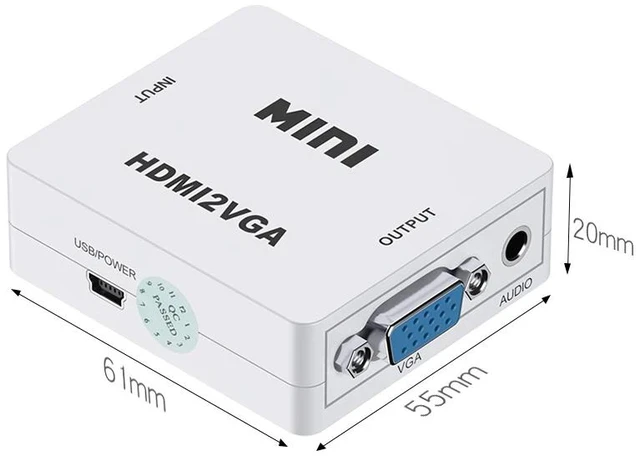 Alt view image 5 of 5 - ,1080P HDMI to VGA Converter HDMI Male to VGA Female Box Adapter with 3.5mm Audio out for PS4 PC Laptop HDTV Projector DVD Switch