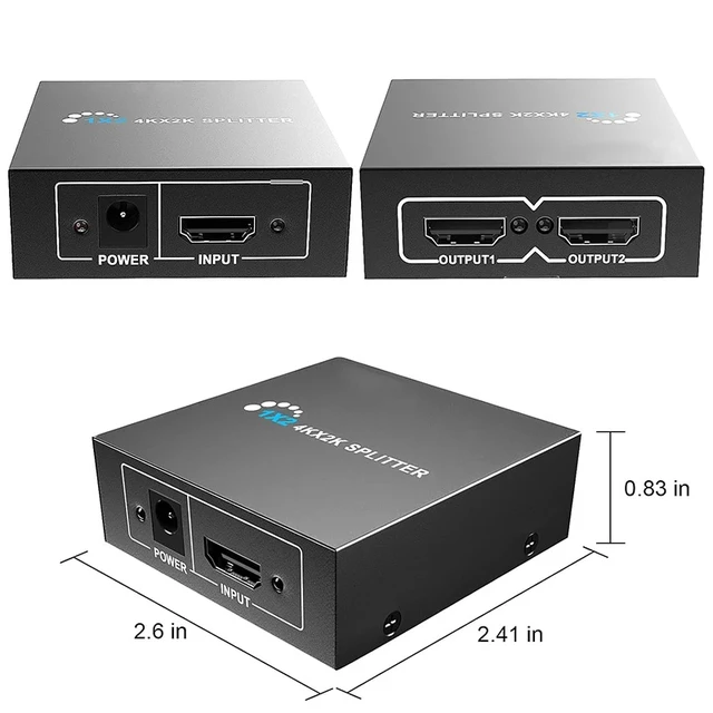 Alt view image 5 of 5 - 1 in 2 out,1080P HDTV Splitter 1 in 2 out HDTV Video Distributor Switch 1x2 Duplicate/Mirror Screen Display Converter for Loptop PC Monitor