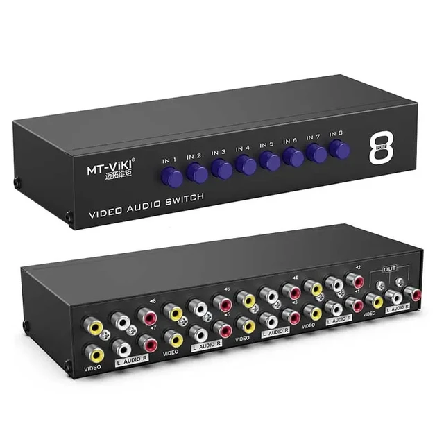 Alt view image 4 of 5 - 2 in 1 out,2/4/8 Way RCA Composite AV Switch 4x1 8x1 RCA AV Swithcer Audio Video Selector Switch for STB DVD Player HDTV VCD VCR Converter