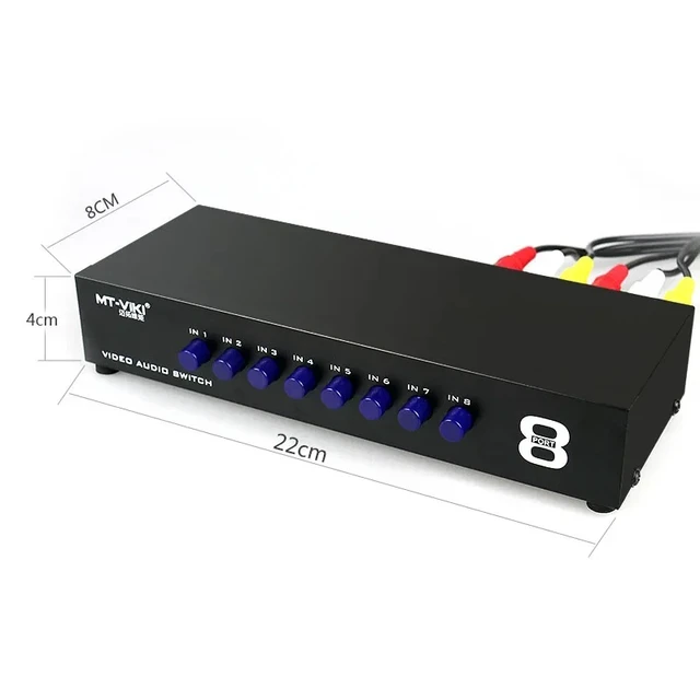Alt view image 5 of 5 - 2 in 1 out,2/4/8 Way RCA Composite AV Switch 4x1 8x1 RCA AV Swithcer Audio Video Selector Switch for STB DVD Player HDTV VCD VCR Converter