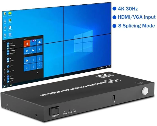 Main image of with US Plug,4K HDMI Video Wall Controller 2X2 1X3 1X4 2x2 3X1 4X1 HDMI VGA Video Stitching Processor Splicer 4 HDMI out TV Wall Controller