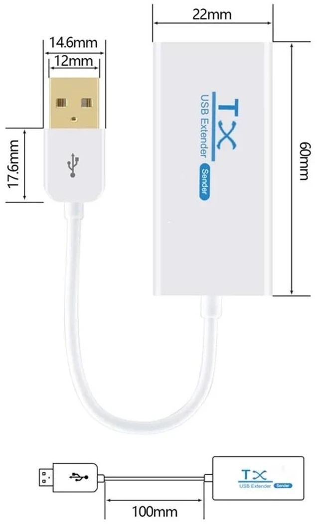 Alt view image 4 of 5 - TX and RX,USB Rj45 Extender 200M USB to RJ45 Extender over Ethernet Cat5e/6 Cable USB UTP Extension Transmitter Receiver kit Plug and Play