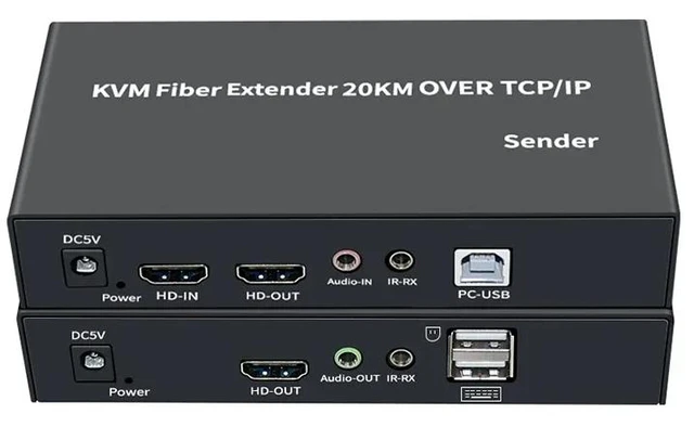 Alt view image 3 of 5 - with AU Plug,20Km HDMI KVM Fiber Extender via SC Optical Fiber Cable 1080P HDMI KVM Extender Transceiver Support Keyboard Mouse for PC NVR TV