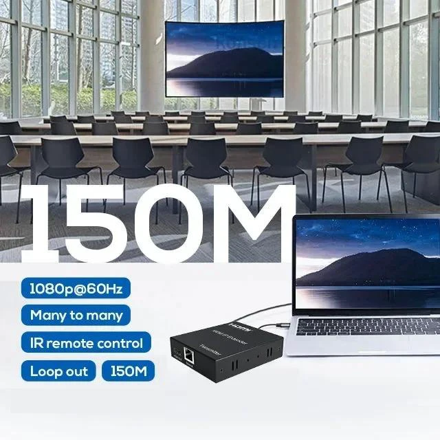Main image of 1 TX and 1RX,150M HDMI Extender over IP Cat5e/6 Cable 1080P HDMI Rj45 Ethernet Video Extender with Loop out Support Many RX by Gigabit Switch
