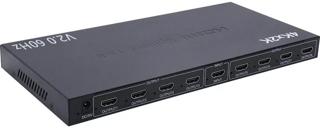 Alt view image 5 of 5 - 4K 60Hz 1X8,8 Port HDMI Splitter 4K 60Hz HDMI 2.0 Splitter 1 in 8 out Ultra HD Video Distributor Copy Screen Display for PC DVR Monitor TV