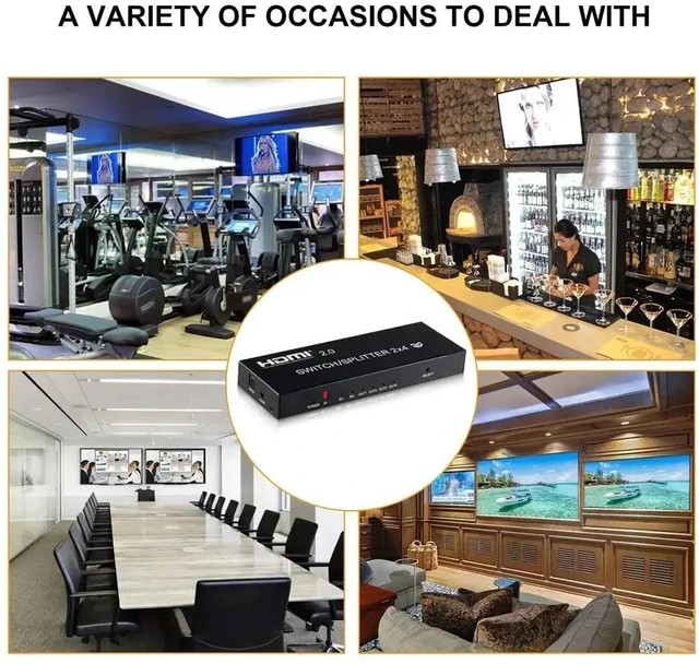 Alt view image 5 of 5 - 2 in 4 out,4K@60Hz HDMI Switch Splitter 2 in 4 out with SPDIF 3.5mm Audio HDMI Video Splitter Switcher Copy Display 1080P for PC TV Monitor