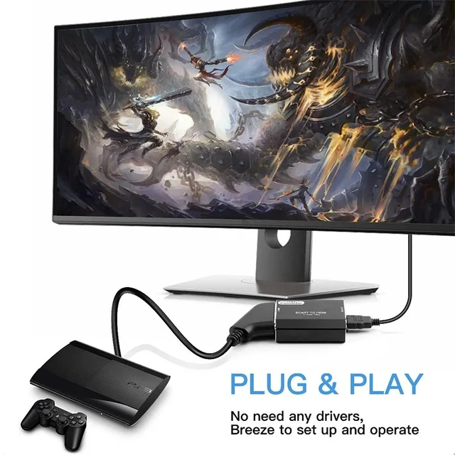Alt view image 3 of 5 - Scart to HDMI,SCART to HDMI Converter Scart in HDMI out Audio Video Converter Scaler Adapter with USB Power Cable Support 720P/1080P Output
