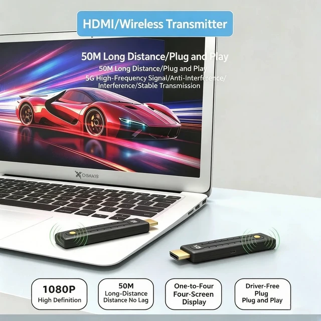 Alt view image 3 of 5 - 1TX and 1 RX,1080p Wireless HDMI Extender 50M Video Transmitter and Receiver Display Adapter Share PC Camera Laptop To TV Monitor Projector