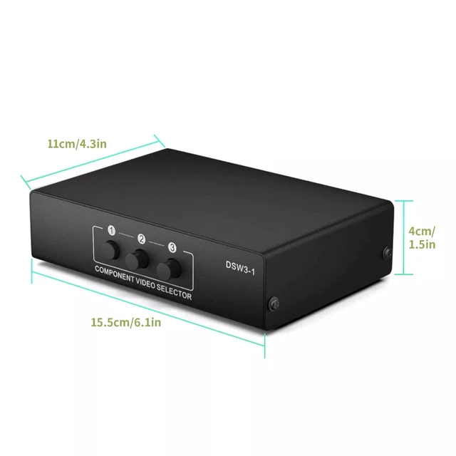 Alt view image 5 of 5 - ,YPbPr L/R AV Video Switch 3 in 1 out Component AV 3 RCA RGB Selector Switcher 3x1 Converter for Wii PS3 PS2 DVD HDTV Plug & Play
