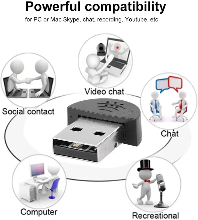 Alt view image 3 of 5 - ,Portable Mini USB Microphone Audio Adapter Direct Connect USB Mic Driver for PC Laptop Condenser Recording Microfone Ultra-wide