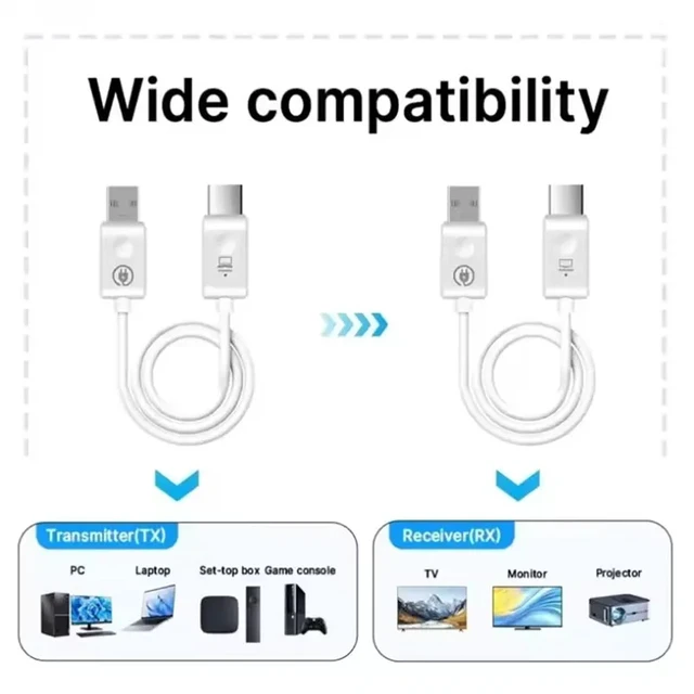 Alt view image 2 of 5 - ,50m Wireless Transmission Extender for HDMI Video Transmitter and Receiver Display Adapter Screen Mirror for Camera PC To TV