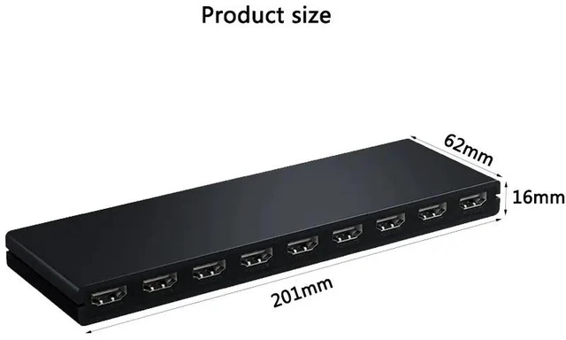Alt view image 2 of 5 - UK Plug,1x8 Video Distributor Converter HDMI-compatible 1 in 8 out 4K 30Hz 8 Port Splitter HDCP1.4 for PC Loptop PS4 DVD Projector TV