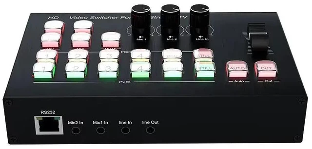 Main image of AU Plug,4 Channel Video Mixer Switcher Video Capture Multi Camera for HDMI 1080p60 Live Streaming PGM Seamless Switch Output 6 Pictures
